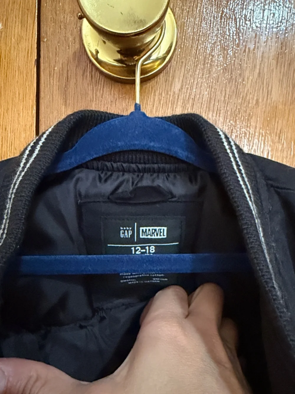 Gap Kids Black Varsity Jacket with Red 'A' Patch